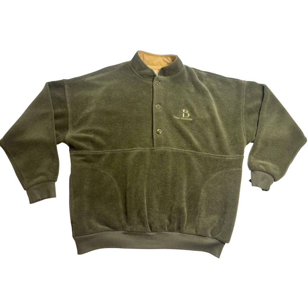 Straight Down Pullover Men's Olive Green Excellent Fleece Sand Barrens Large